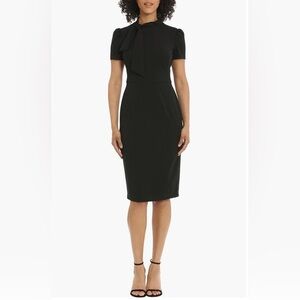 NEW! Maggy London Tie Neck Puff Sleeve Scuba Crepe Dress